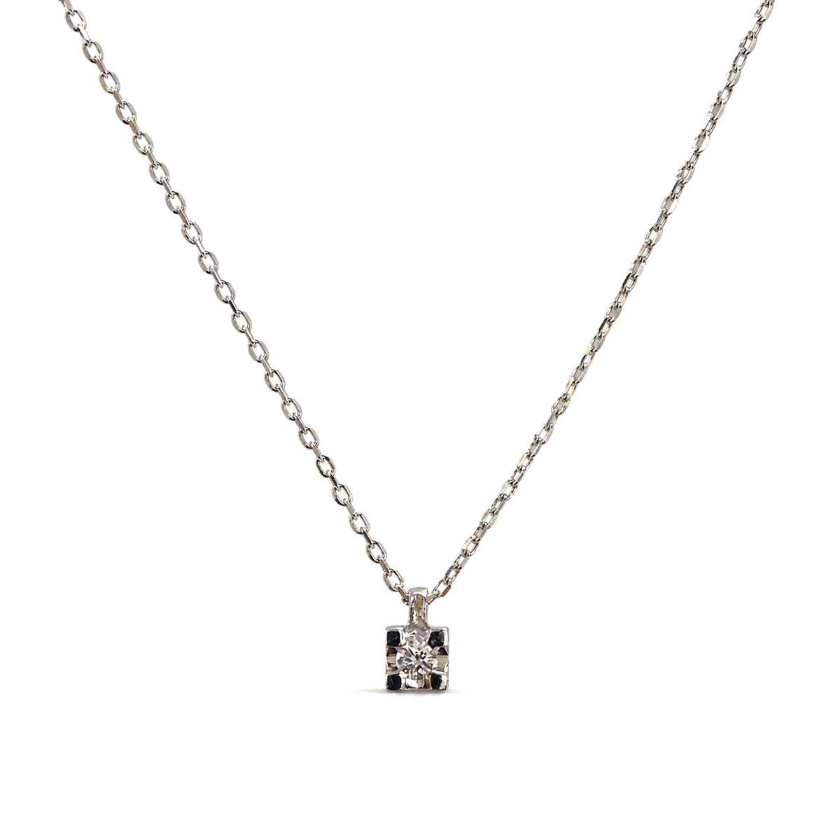 Collana Punto Luce Oro Bianco 18kt e Diamante Naturale 0,04 | Atelier Orafo ! nudo | 2400