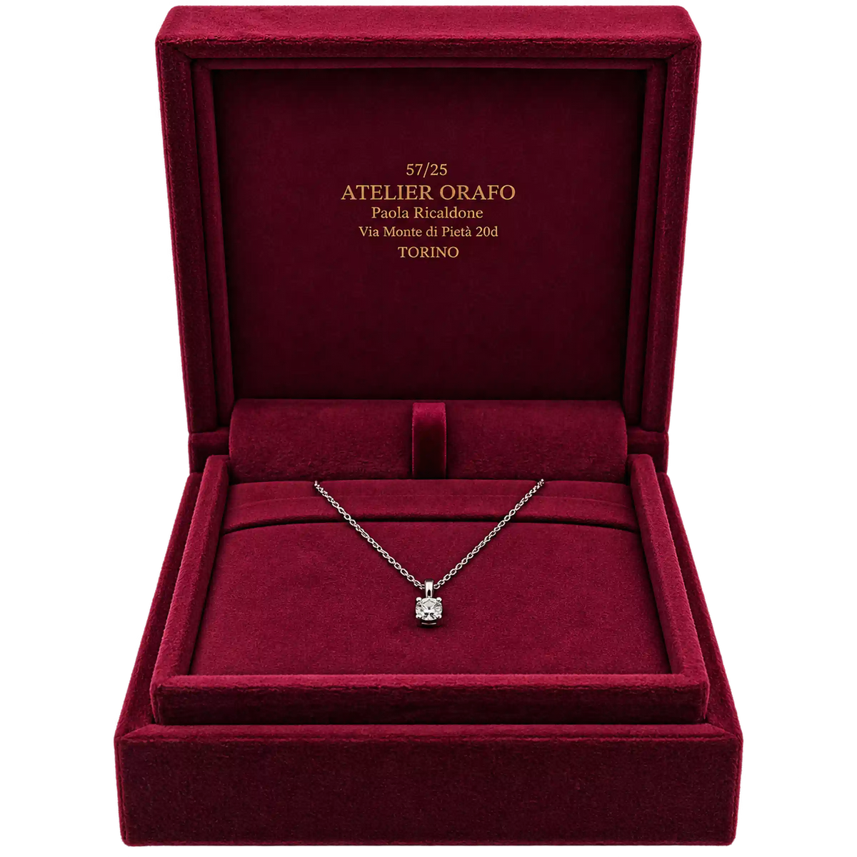 Collana Punto Luce Oro Bianco 18kt e Diamante Naturale 0,04 |con scatola Atelier Orafo ! scatola | 2400