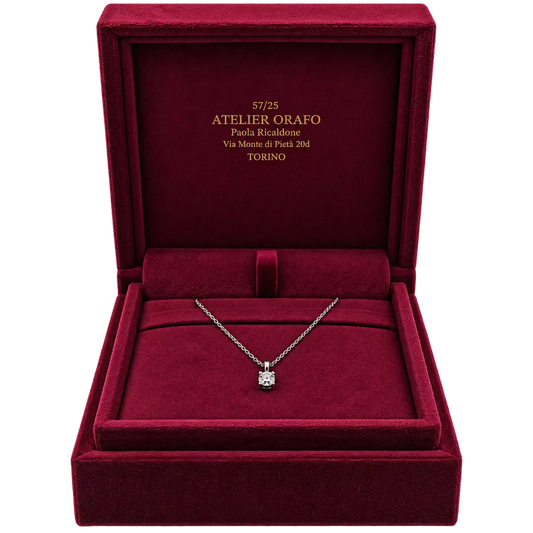 Collana Punto Luce Oro Bianco 18kt e Diamante Naturale 0,04 |con scatola Atelier Orafo ! scatola | 2400