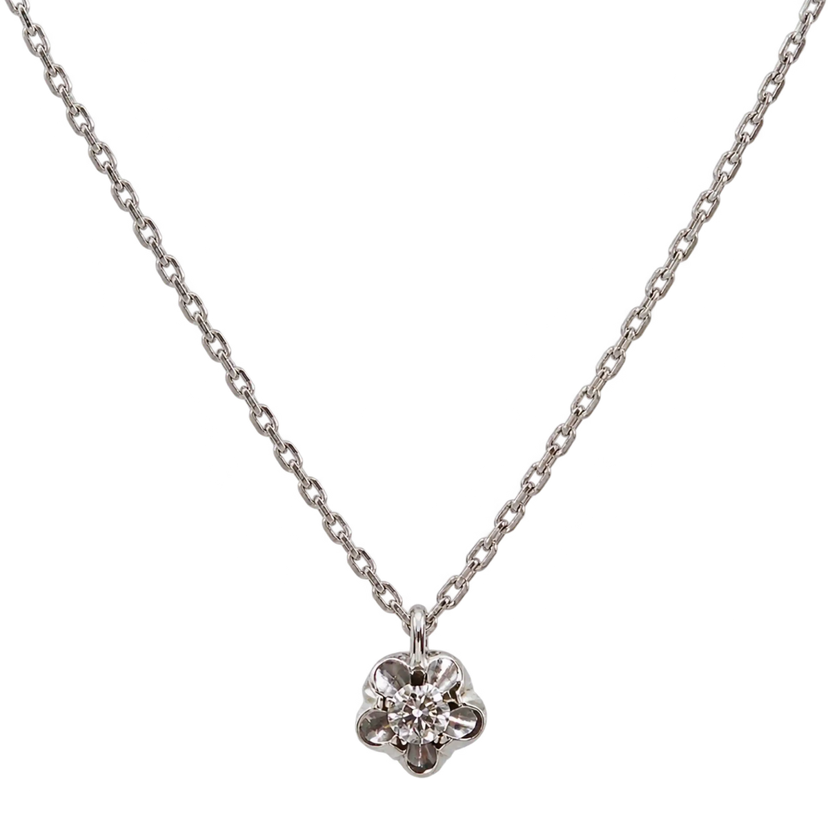 Collana Punto Luce Oro Bianco 18kt e Diamante Naturale ct 0_07 | Atelier Orafo | nudo | 2400