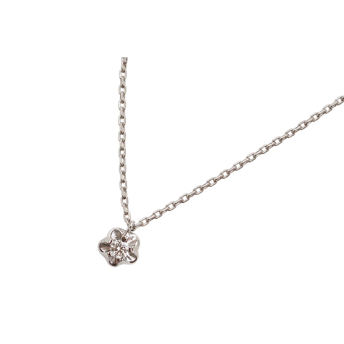 Collana Punto Luce Oro Bianco 18kt e Diamante Naturale ct 0_07 | Atelier Orafo | nudo2 | 2400