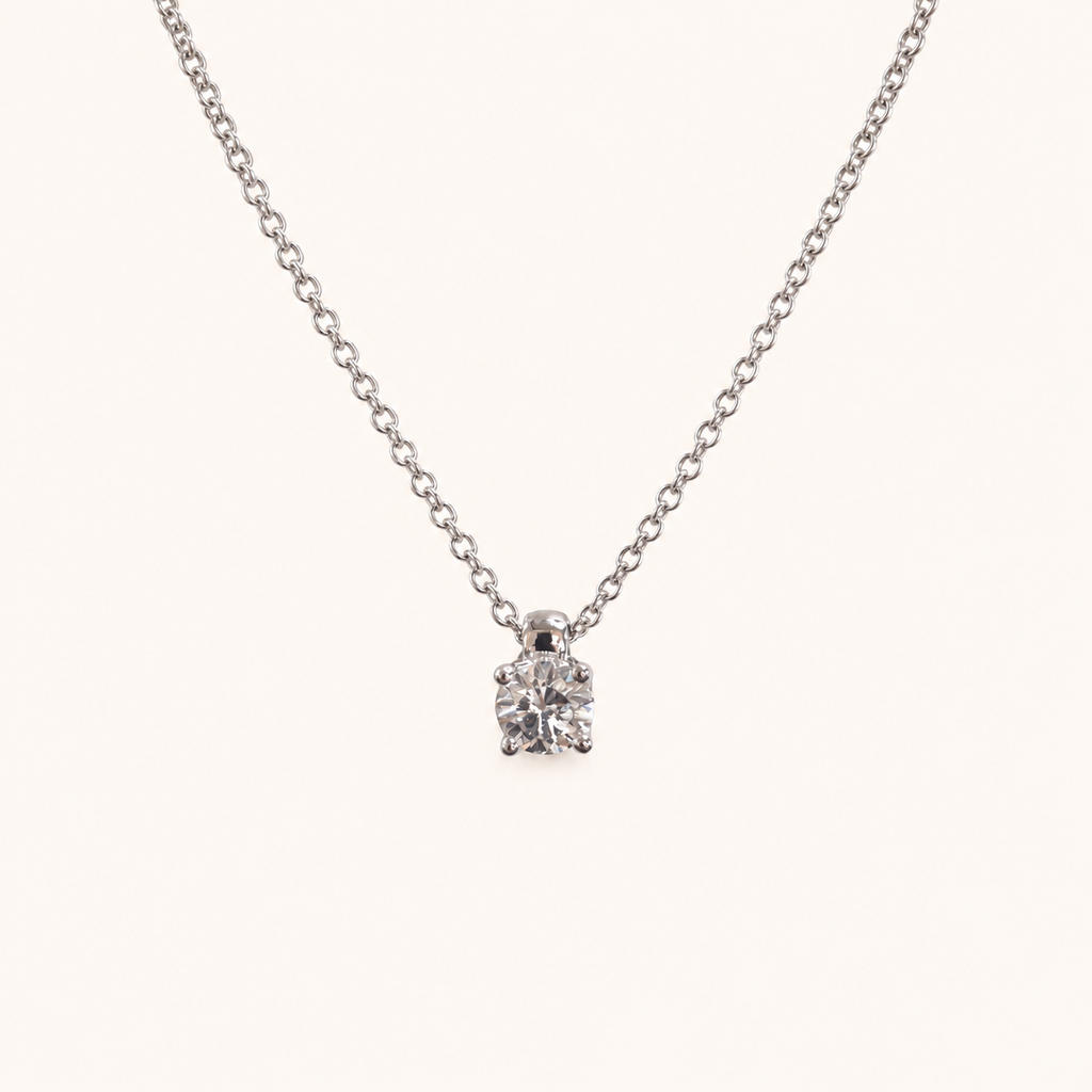 Collana Punto Luce Oro Bianco 18kt e Diamante Naturale | Atelier Orafo | nudo