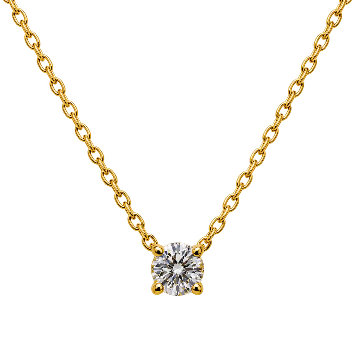 Collana Punto Luce Oro giallo 18kt e Diamante Naturale ct. 0_23 | Atelier Orafo | nudo | 2400