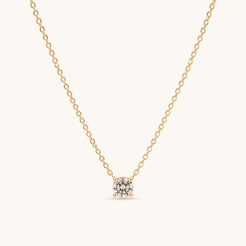 Collana Punto Luce Oro giallo 18kt e Diamante Naturale ct. 0_23 | Atelier Orafo | nudo