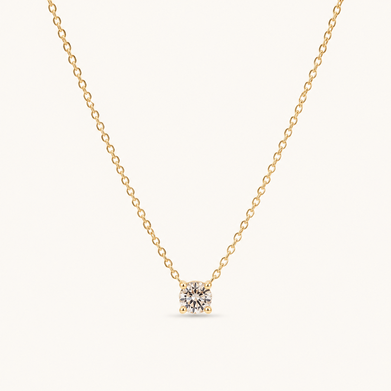 Collana Punto Luce Oro giallo 18kt e Diamante Naturale ct. 0_23 | Atelier Orafo | nudo