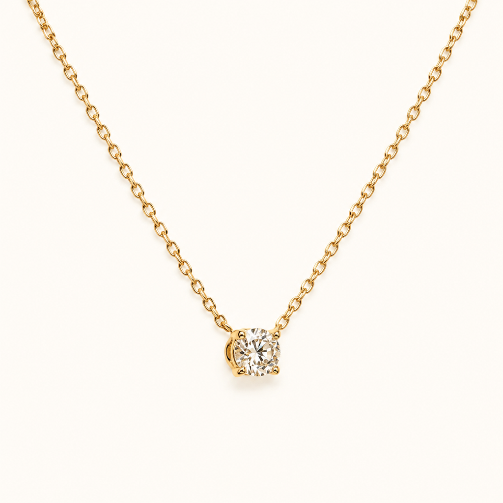 Collana Punto Luce Oro giallo 18kt e Diamante Naturale ct. 0_23 | Atelier Orafo | nudo2