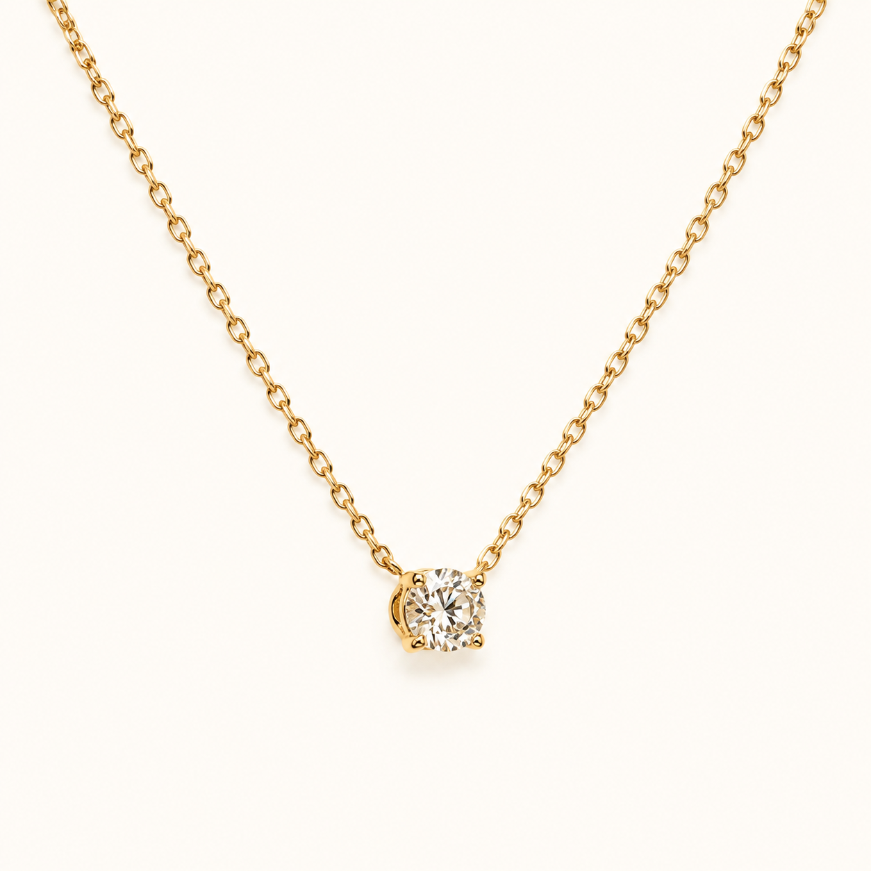 Collana Punto Luce Oro giallo 18kt e Diamante Naturale ct. 0_23 | Atelier Orafo | nudo2