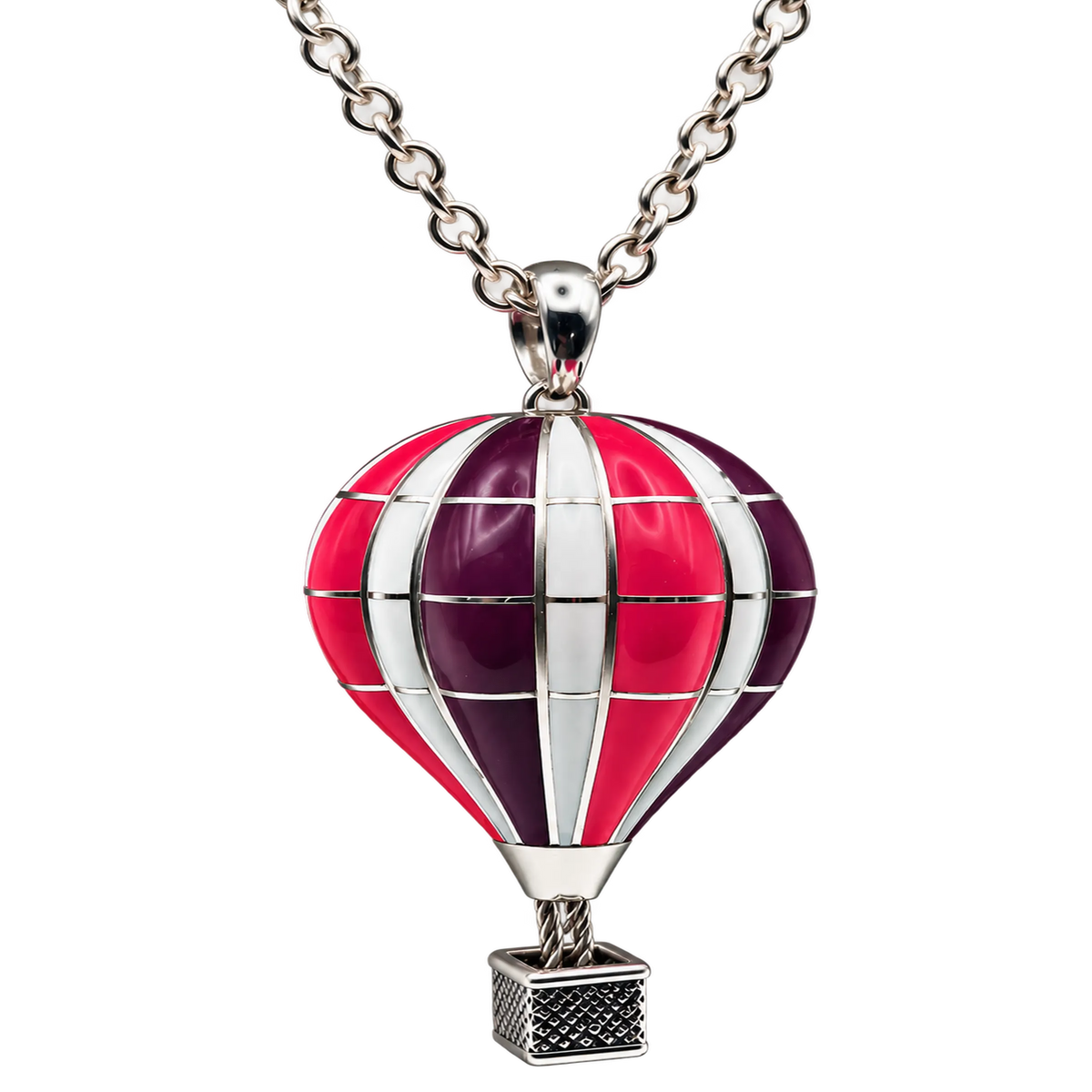 Collana ciondolo Mongolfiera Grande Argento 925 Hyceram Lilla Prugna | Atelier Orafo | nudo