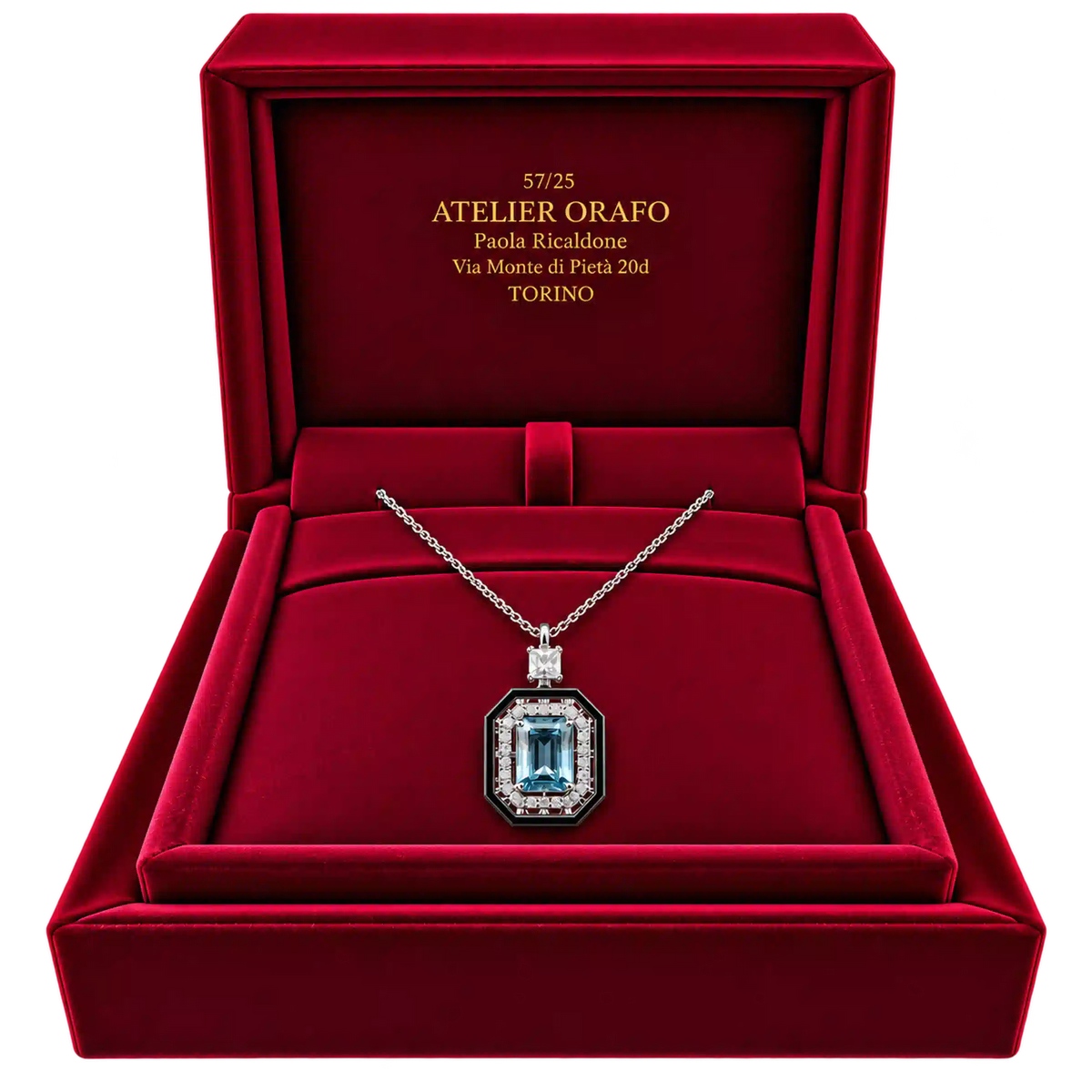 Collana e Ciondolo Argento 925 Topazio Azzurro Naturale Hyceram | Atelier Orafo | scatola
