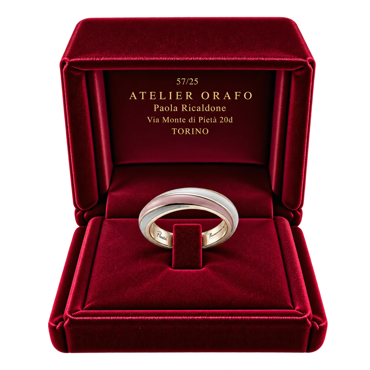 Fede Argento 925 Hyceram Verde Rosa Bianco | Atelier Orafo | scatola