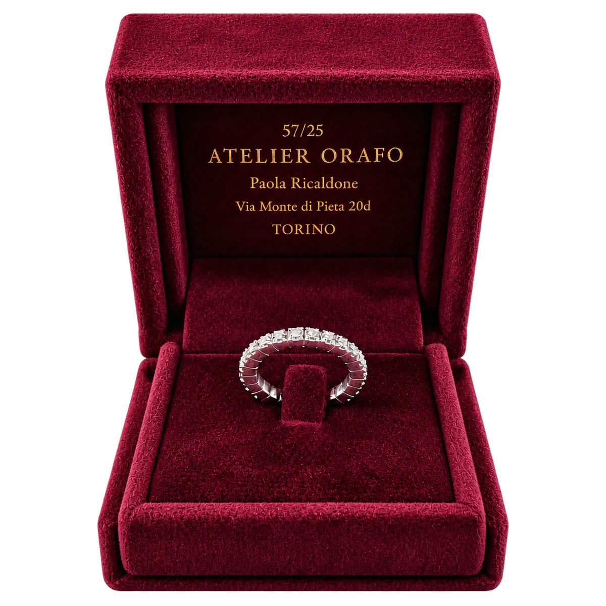 Fede Eternity Estendibile Oro Bianco 18kt con Diamanti Naturali con scatola | Atelier Orafo | scatola | 2400