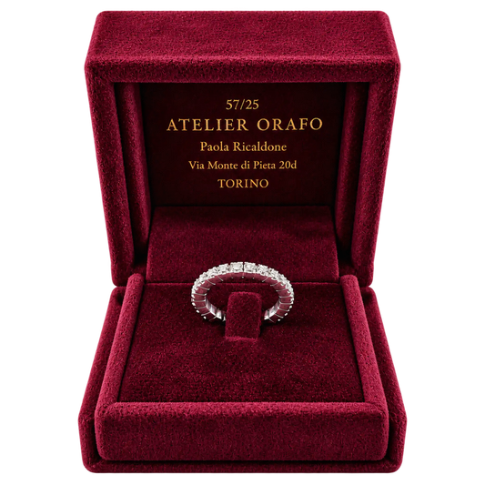 Fede Eternity Estendibile Oro Bianco 18kt con Diamanti Naturali con scatola | Atelier Orafo | scatola | 2400