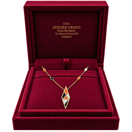 Girocollo in Oro Giallo 18kt con Diamanti Naturali e HyCeram  con Scatola| Atelier Orafo | scatola2