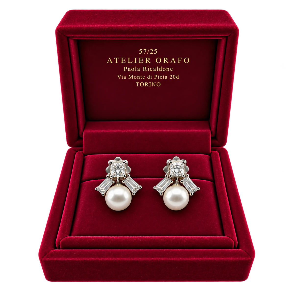 Orecchini Argento 925 Perle Giapponesi Zirconi | Atelier Orafo | scatola