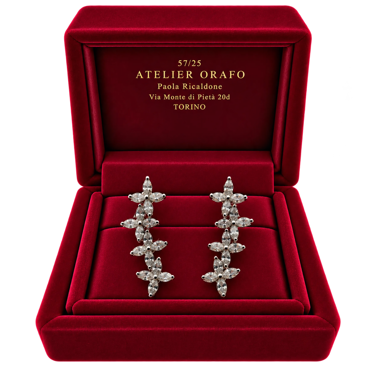 Orecchini Argento 925 Zirconi Navette | Atelier Orafo | scatola