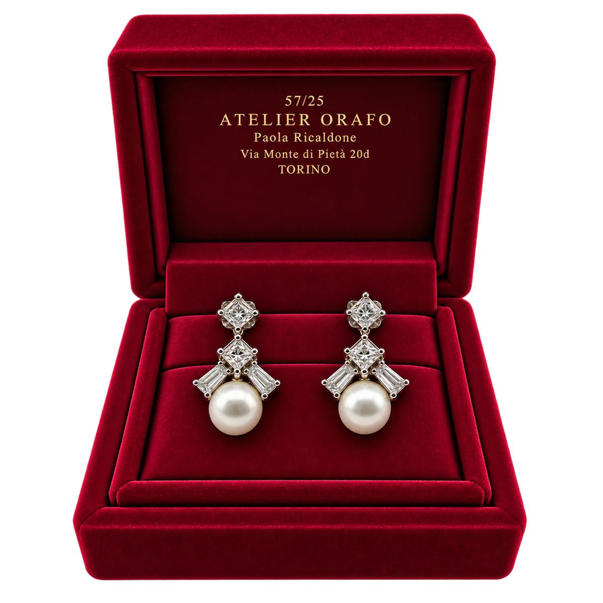 Orecchini Argento 925 Zirconi Tepper Perle Naturali Giapponesi | Atelier Orafo | Scatola