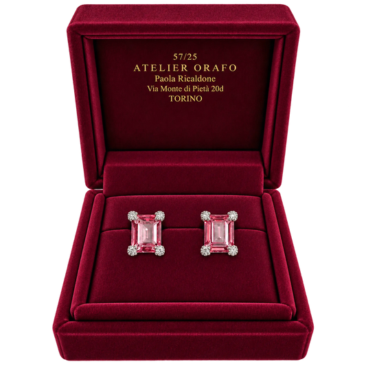 Orecchini Argento 925 Zirconi con Rosa di Francia | Atelier Orafo | scatola