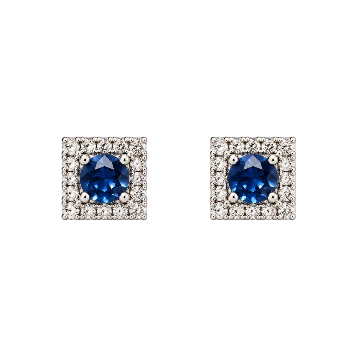 Orecchini Oro Bianco 18kt Diamanti Naturali eT opazio Azzurro | Atelier Orafo | nudo