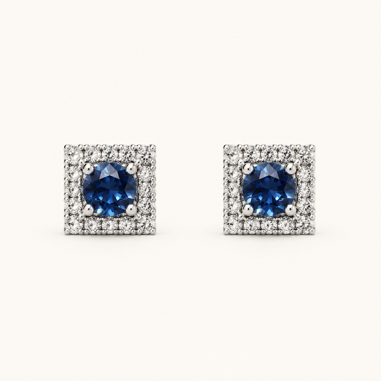 Orecchini Oro Bianco 18kt Diamanti Naturali eT opazio Azzurro | Atelier Orafo | nudo
