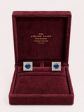 Orecchini Oro Bianco 18kt Diamanti Naturali eT opazio Azzurro con Scatola | Atelier Orafo | scatola