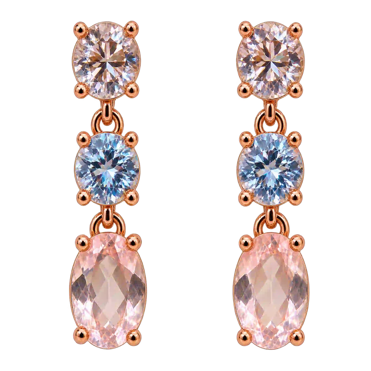 Orecchini Oro Rosa 18kt e Topazi Rosa e Azzurri | Atelier Orafo | nudo | 2400