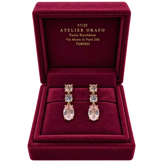 Orecchini Oro Rosa 18kt e Topazi Rosa e Azzurri con Scatola | Atelier Orafo | scatola2 | 2400
