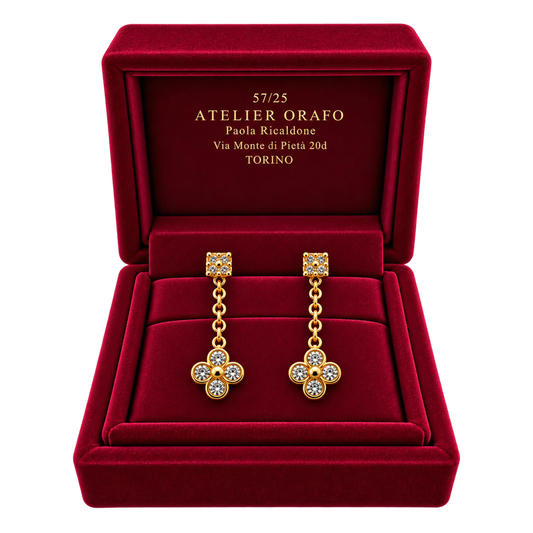 Orecchini Pendenti Oro 9kt Diamanti Naturali | Atelier Orafo | scatola
