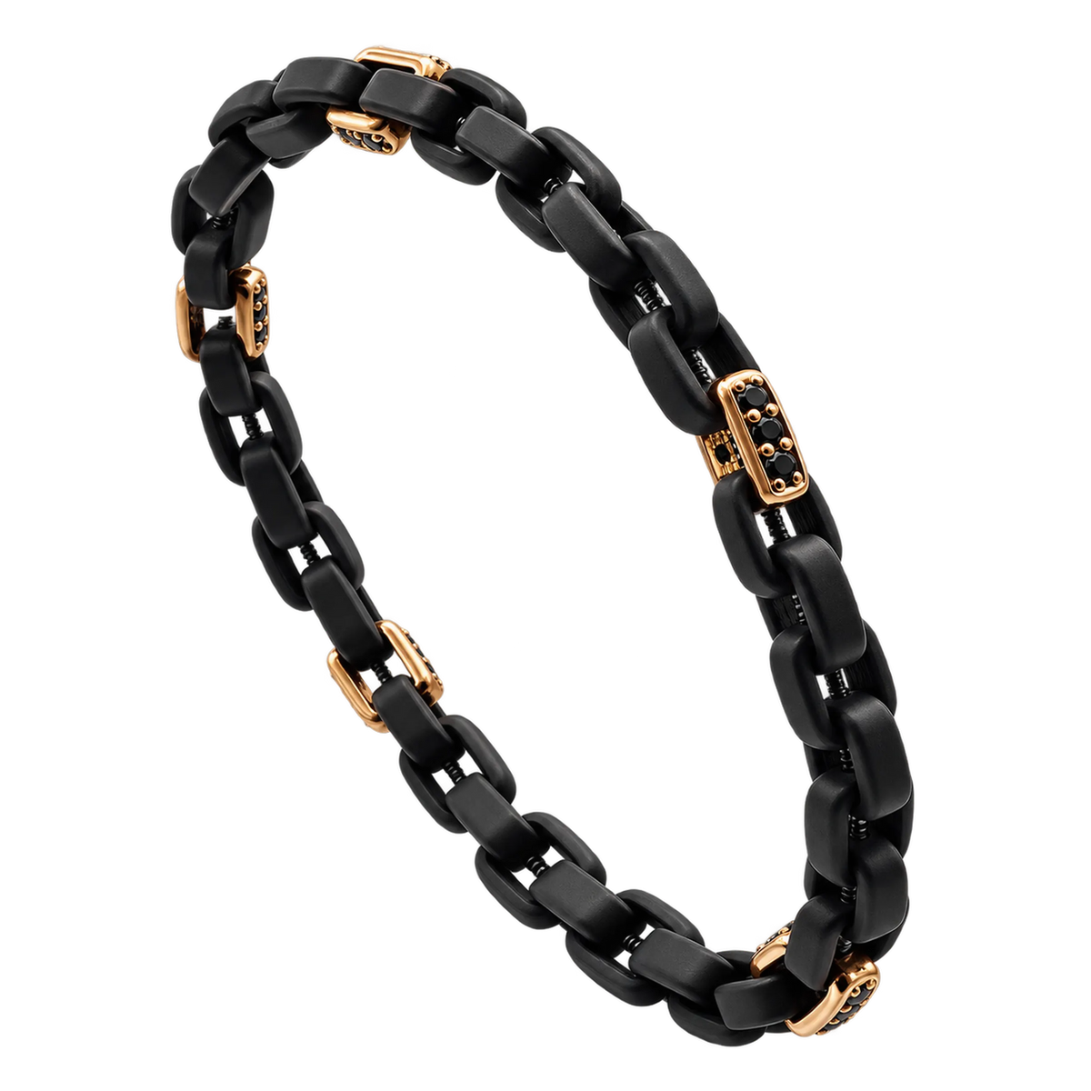 Bracciale · Titanio e Oro 18kt · Diamanti Neri Naturali